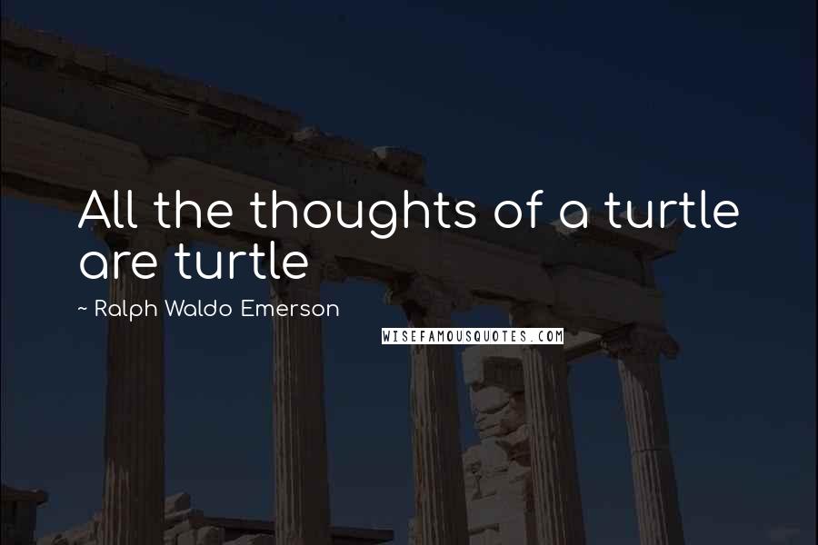 Ralph Waldo Emerson Quotes: All the thoughts of a turtle are turtle