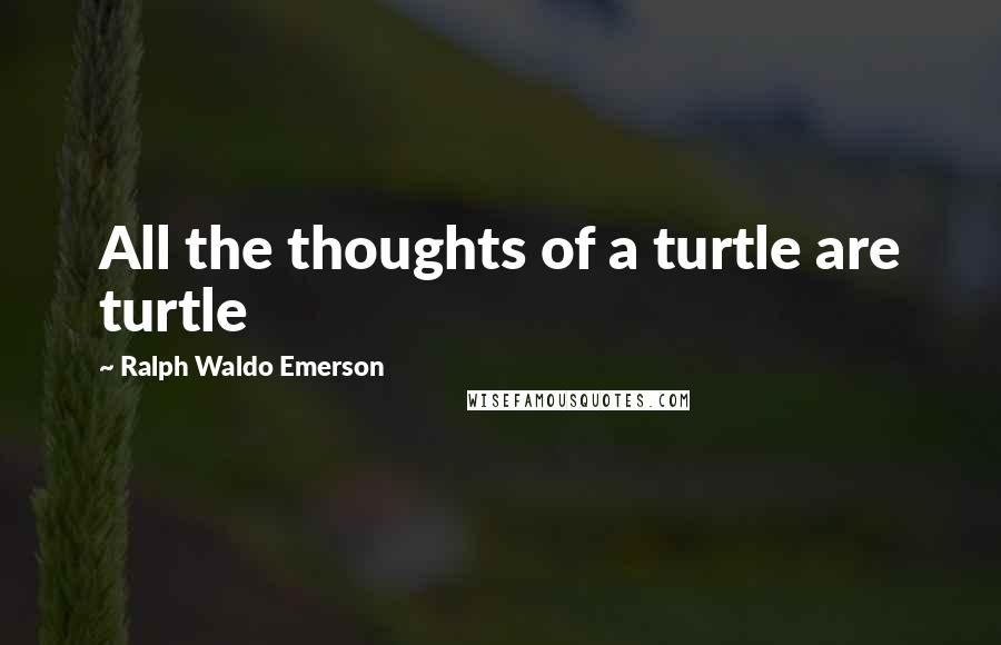 Ralph Waldo Emerson Quotes: All the thoughts of a turtle are turtle