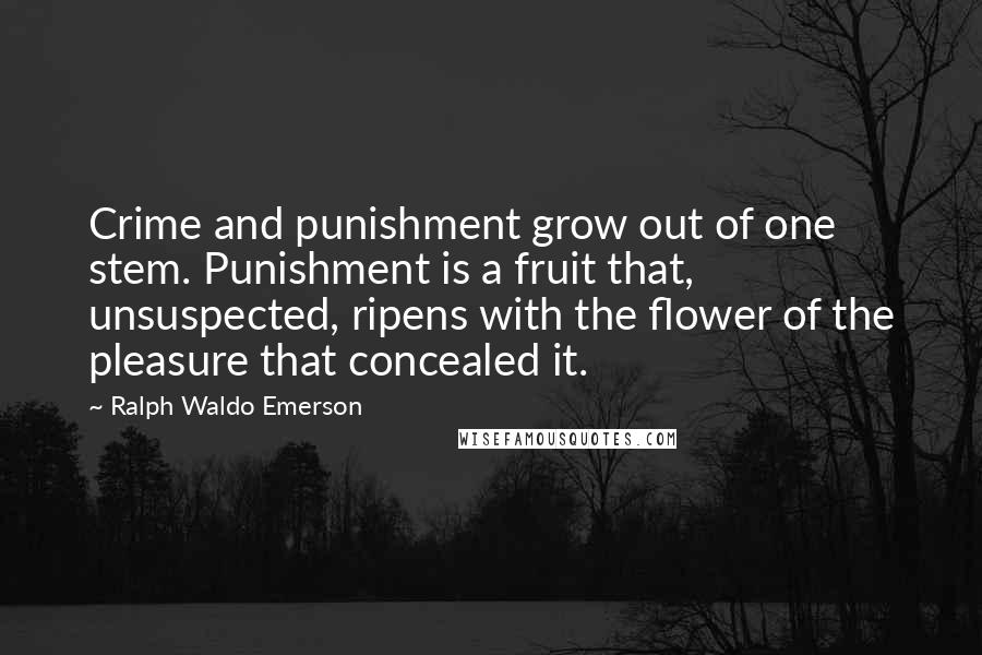 Ralph Waldo Emerson Quotes: Crime and punishment grow out of one stem. Punishment is a fruit that, unsuspected, ripens with the flower of the pleasure that concealed it.