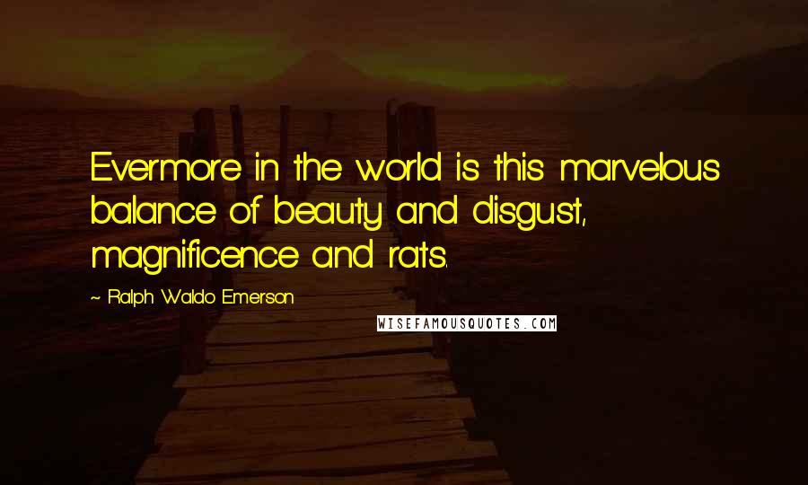 Ralph Waldo Emerson Quotes: Evermore in the world is this marvelous balance of beauty and disgust, magnificence and rats.