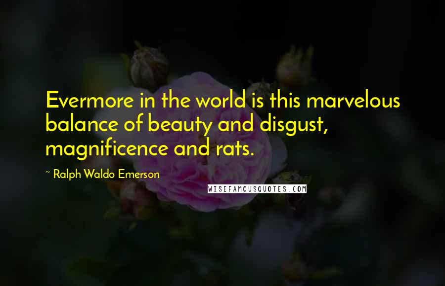 Ralph Waldo Emerson Quotes: Evermore in the world is this marvelous balance of beauty and disgust, magnificence and rats.