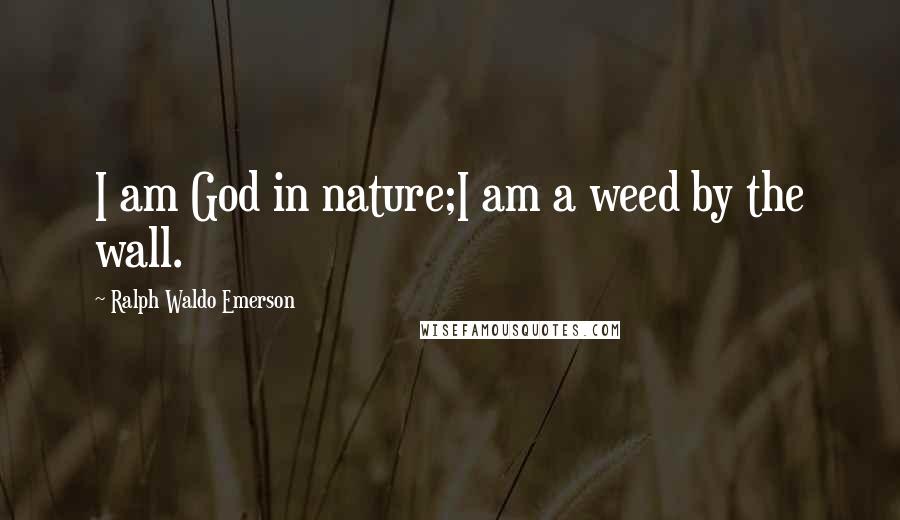 Ralph Waldo Emerson Quotes: I am God in nature;I am a weed by the wall.