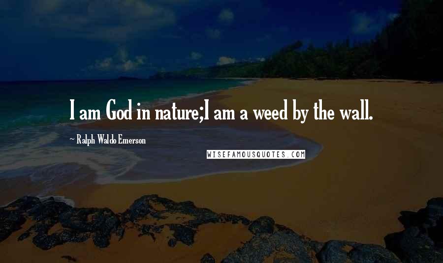 Ralph Waldo Emerson Quotes: I am God in nature;I am a weed by the wall.