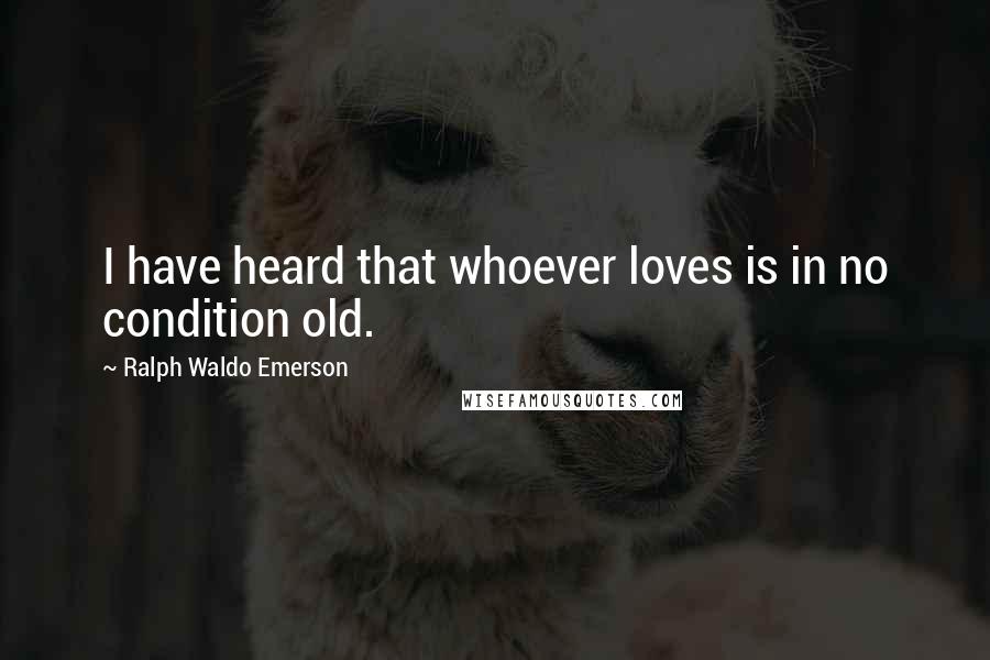 Ralph Waldo Emerson Quotes: I have heard that whoever loves is in no condition old.