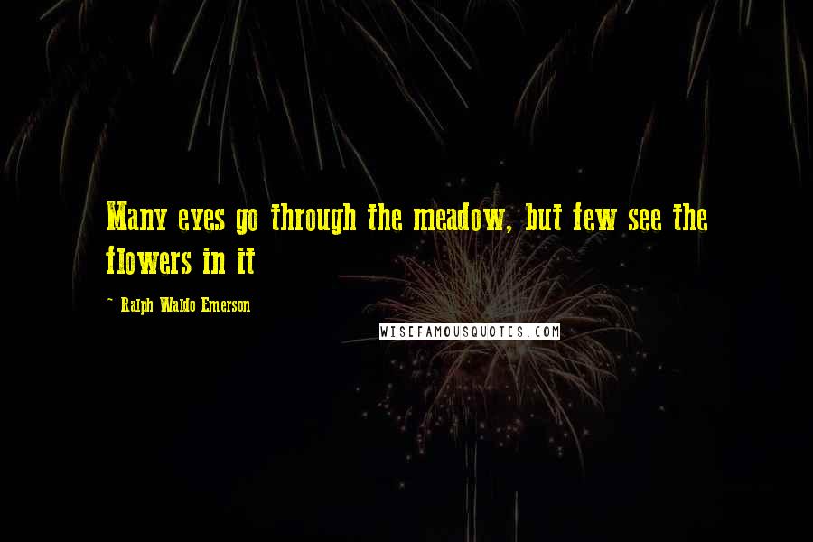 Ralph Waldo Emerson Quotes: Many eyes go through the meadow, but few see the flowers in it