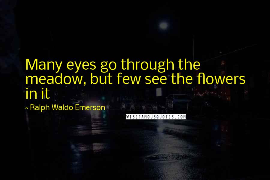 Ralph Waldo Emerson Quotes: Many eyes go through the meadow, but few see the flowers in it