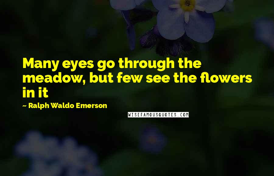 Ralph Waldo Emerson Quotes: Many eyes go through the meadow, but few see the flowers in it