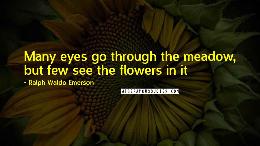 Ralph Waldo Emerson Quotes: Many eyes go through the meadow, but few see the flowers in it