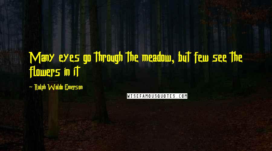 Ralph Waldo Emerson Quotes: Many eyes go through the meadow, but few see the flowers in it