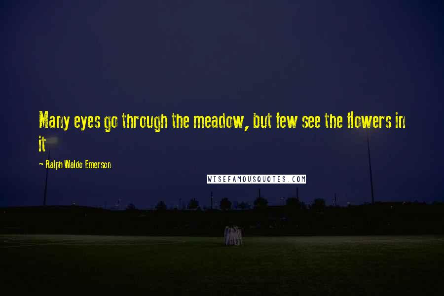 Ralph Waldo Emerson Quotes: Many eyes go through the meadow, but few see the flowers in it