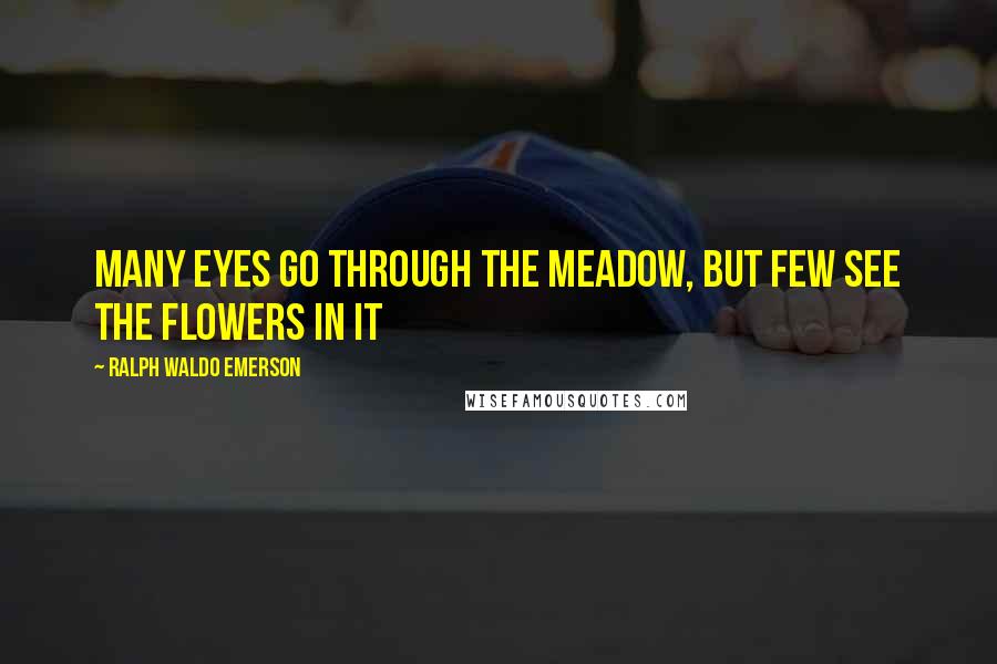 Ralph Waldo Emerson Quotes: Many eyes go through the meadow, but few see the flowers in it