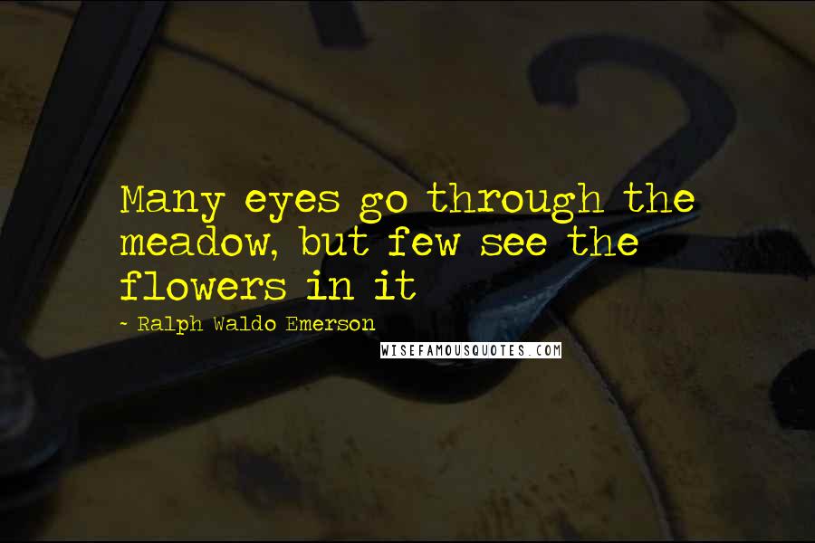 Ralph Waldo Emerson Quotes: Many eyes go through the meadow, but few see the flowers in it