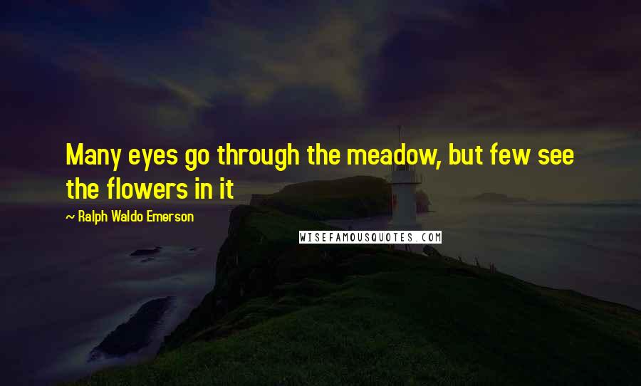 Ralph Waldo Emerson Quotes: Many eyes go through the meadow, but few see the flowers in it