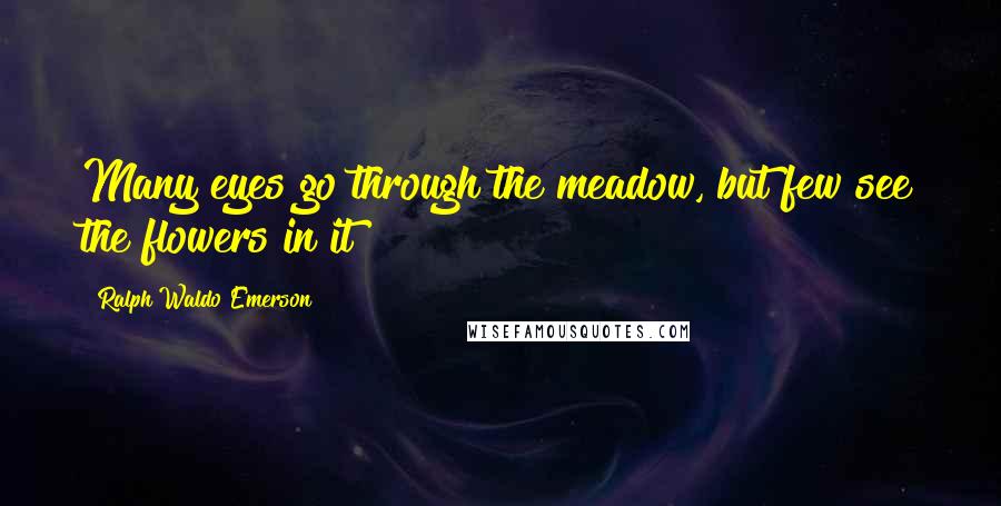 Ralph Waldo Emerson Quotes: Many eyes go through the meadow, but few see the flowers in it