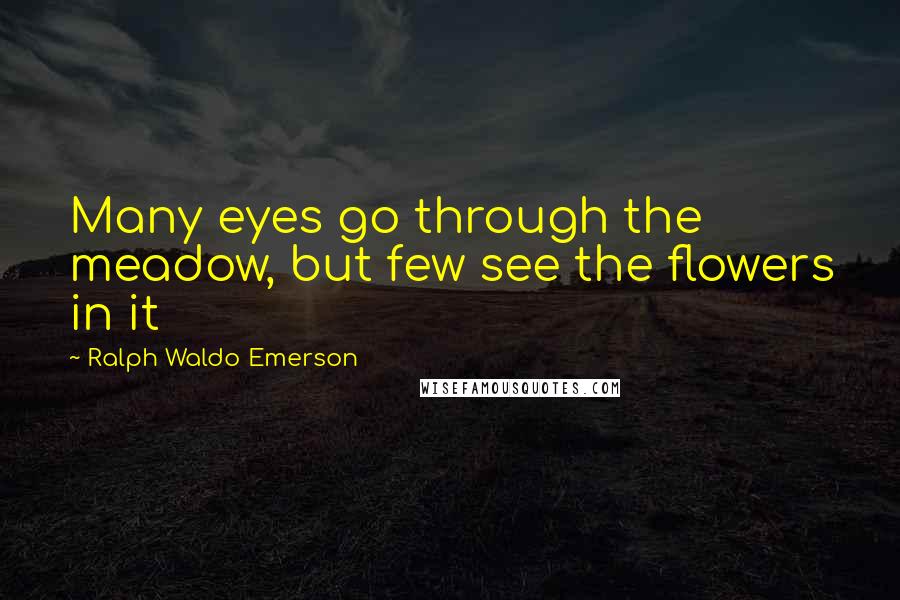 Ralph Waldo Emerson Quotes: Many eyes go through the meadow, but few see the flowers in it