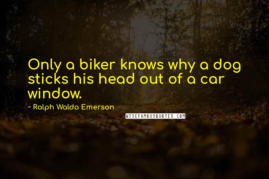 Ralph Waldo Emerson Quotes: Only a biker knows why a dog sticks his head out of a car window.