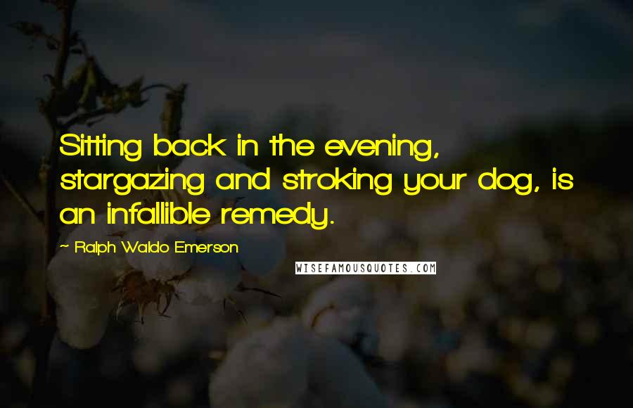 Ralph Waldo Emerson Quotes: Sitting back in the evening, stargazing and stroking your dog, is an infallible remedy.