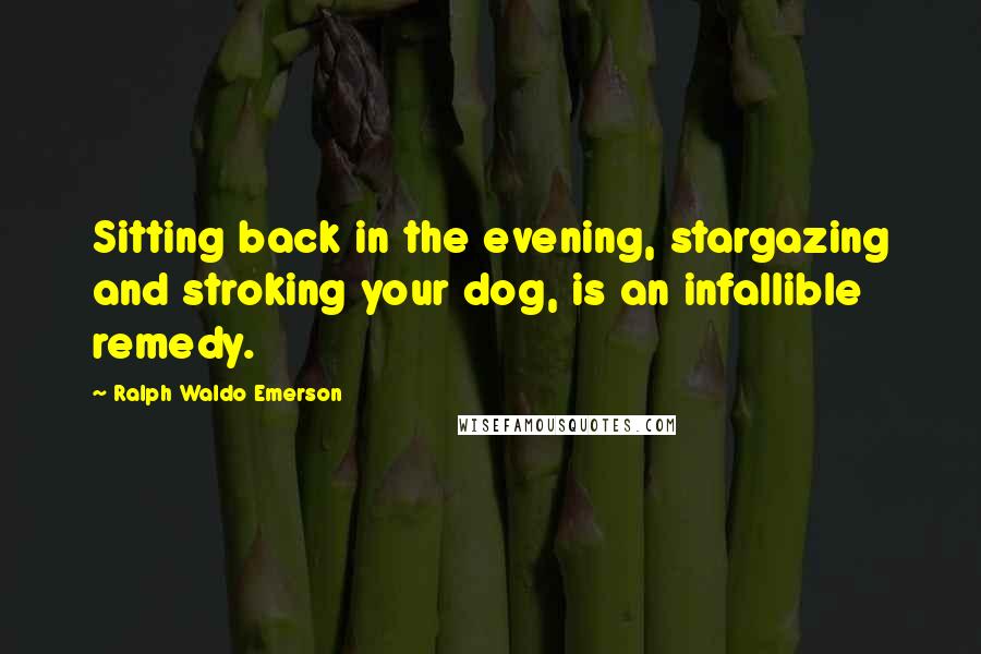 Ralph Waldo Emerson Quotes: Sitting back in the evening, stargazing and stroking your dog, is an infallible remedy.