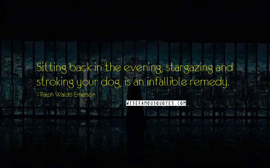 Ralph Waldo Emerson Quotes: Sitting back in the evening, stargazing and stroking your dog, is an infallible remedy.