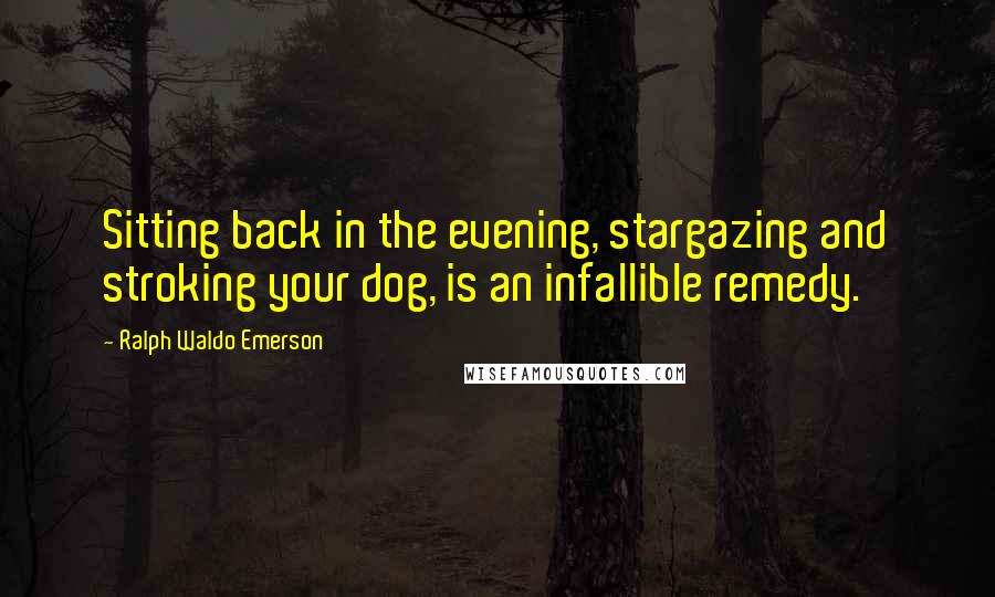 Ralph Waldo Emerson Quotes: Sitting back in the evening, stargazing and stroking your dog, is an infallible remedy.