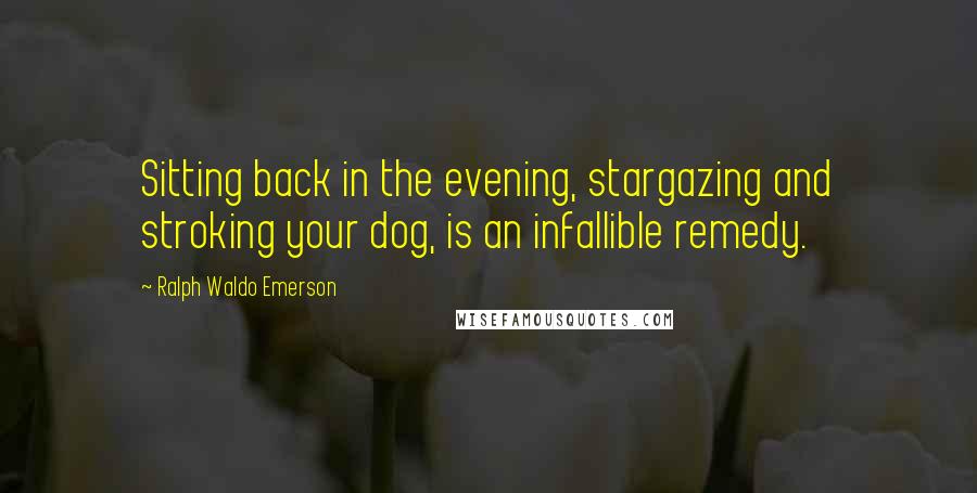 Ralph Waldo Emerson Quotes: Sitting back in the evening, stargazing and stroking your dog, is an infallible remedy.