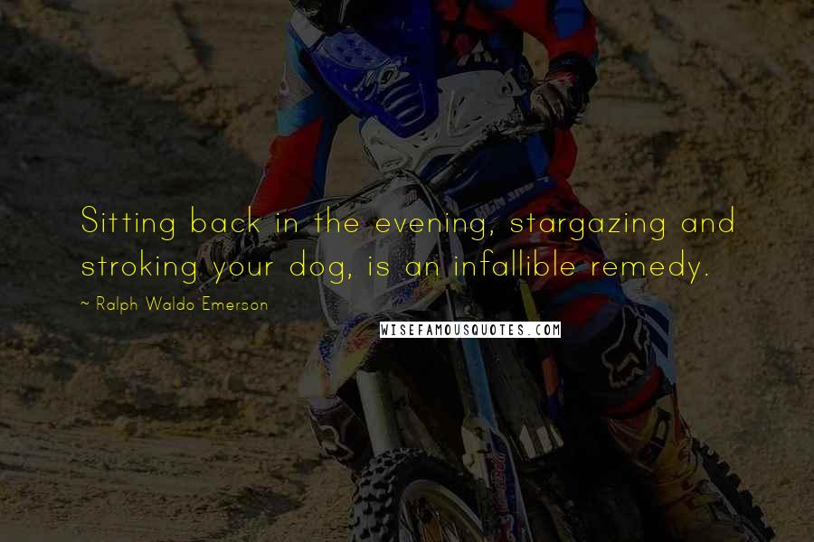 Ralph Waldo Emerson Quotes: Sitting back in the evening, stargazing and stroking your dog, is an infallible remedy.
