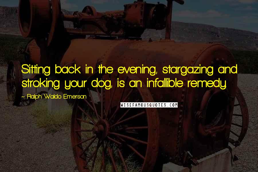 Ralph Waldo Emerson Quotes: Sitting back in the evening, stargazing and stroking your dog, is an infallible remedy.