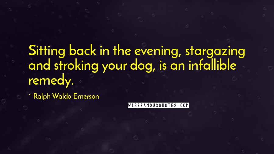 Ralph Waldo Emerson Quotes: Sitting back in the evening, stargazing and stroking your dog, is an infallible remedy.