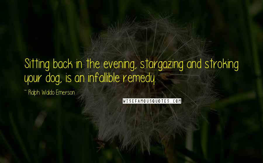 Ralph Waldo Emerson Quotes: Sitting back in the evening, stargazing and stroking your dog, is an infallible remedy.