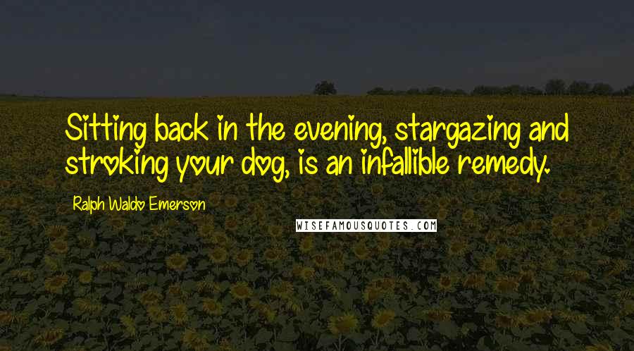 Ralph Waldo Emerson Quotes: Sitting back in the evening, stargazing and stroking your dog, is an infallible remedy.