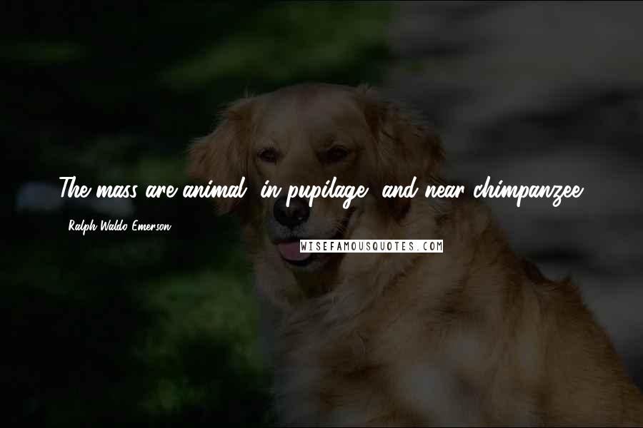 Ralph Waldo Emerson Quotes: The mass are animal, in pupilage, and near chimpanzee.