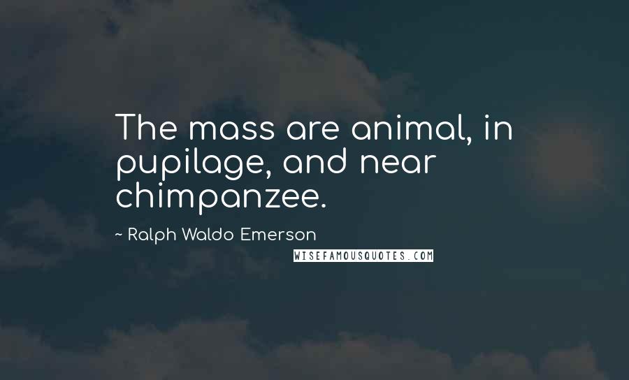Ralph Waldo Emerson Quotes: The mass are animal, in pupilage, and near chimpanzee.