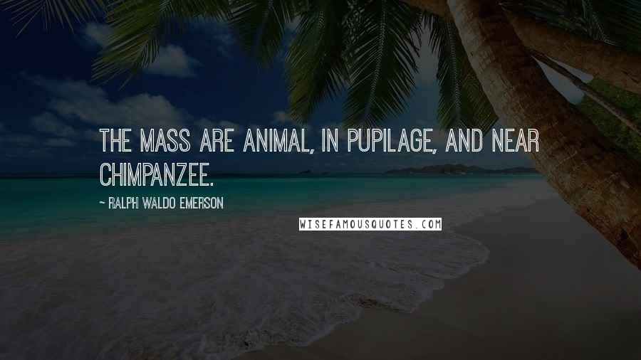 Ralph Waldo Emerson Quotes: The mass are animal, in pupilage, and near chimpanzee.