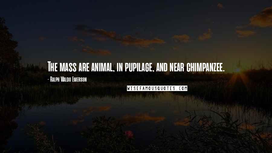 Ralph Waldo Emerson Quotes: The mass are animal, in pupilage, and near chimpanzee.