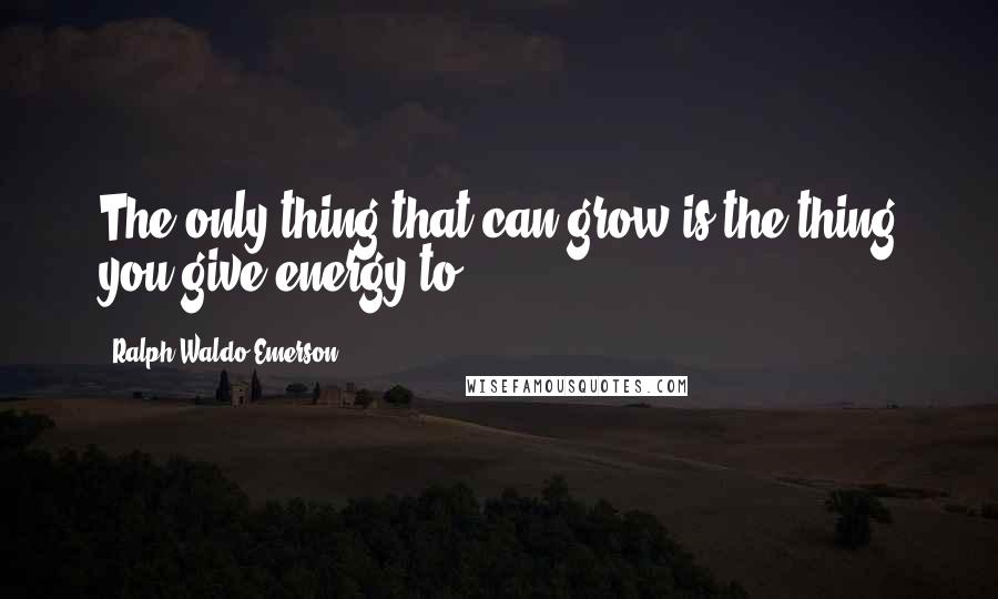 Ralph Waldo Emerson Quotes: The only thing that can grow is the thing you give energy to.