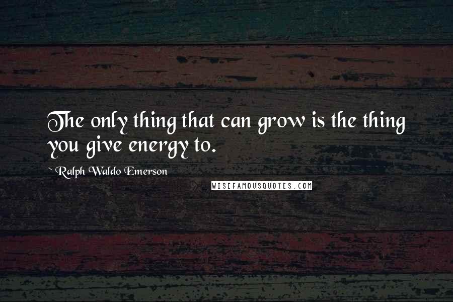 Ralph Waldo Emerson Quotes: The only thing that can grow is the thing you give energy to.