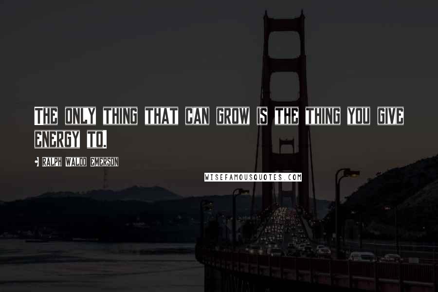 Ralph Waldo Emerson Quotes: The only thing that can grow is the thing you give energy to.