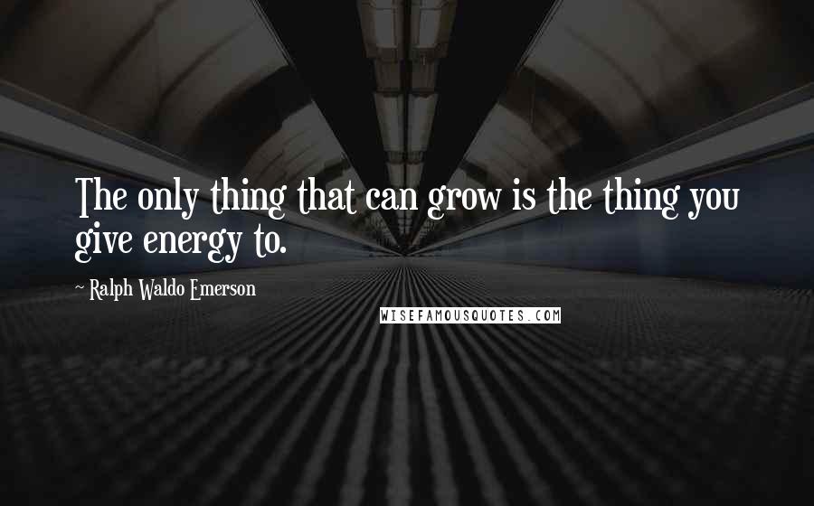 Ralph Waldo Emerson Quotes: The only thing that can grow is the thing you give energy to.
