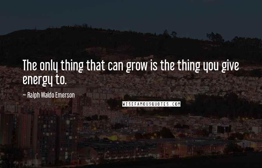 Ralph Waldo Emerson Quotes: The only thing that can grow is the thing you give energy to.