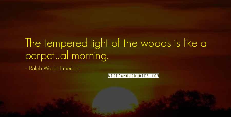 Ralph Waldo Emerson Quotes: The tempered light of the woods is like a perpetual morning.