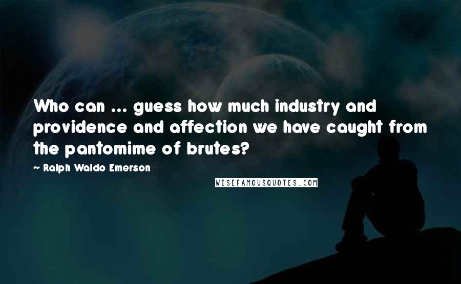 Ralph Waldo Emerson Quotes: Who can ... guess how much industry and providence and affection we have caught from the pantomime of brutes?