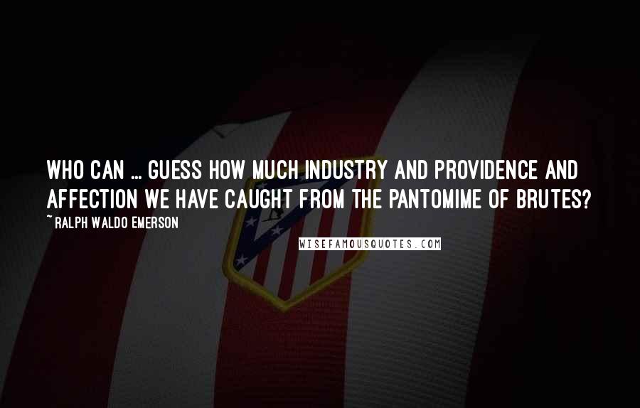 Ralph Waldo Emerson Quotes: Who can ... guess how much industry and providence and affection we have caught from the pantomime of brutes?