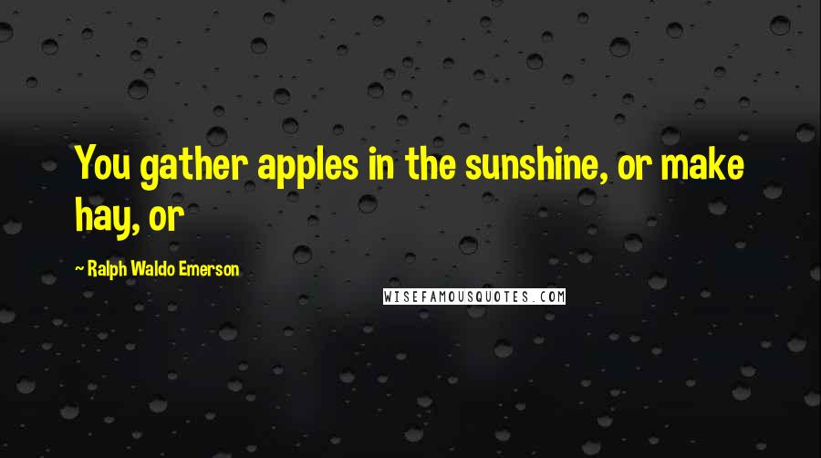 Ralph Waldo Emerson Quotes: You gather apples in the sunshine, or make hay, or