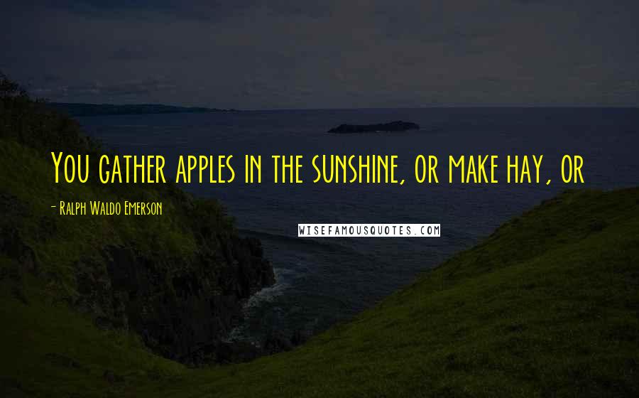 Ralph Waldo Emerson Quotes: You gather apples in the sunshine, or make hay, or