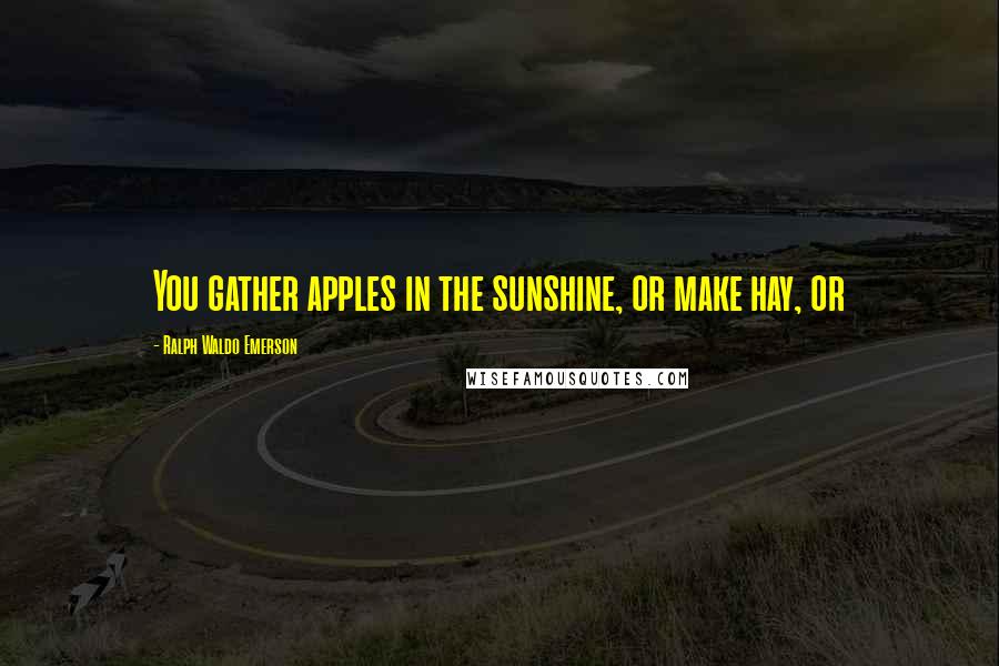 Ralph Waldo Emerson Quotes: You gather apples in the sunshine, or make hay, or