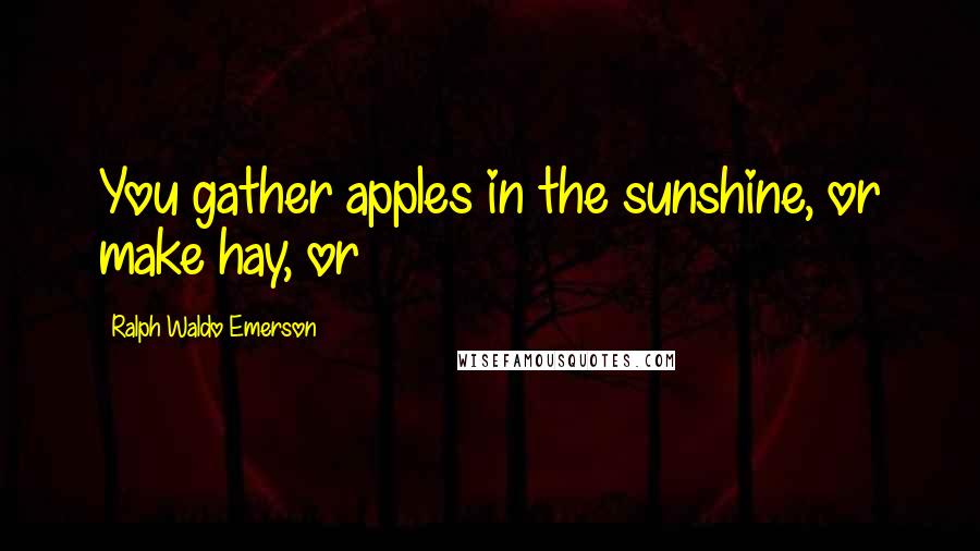 Ralph Waldo Emerson Quotes: You gather apples in the sunshine, or make hay, or
