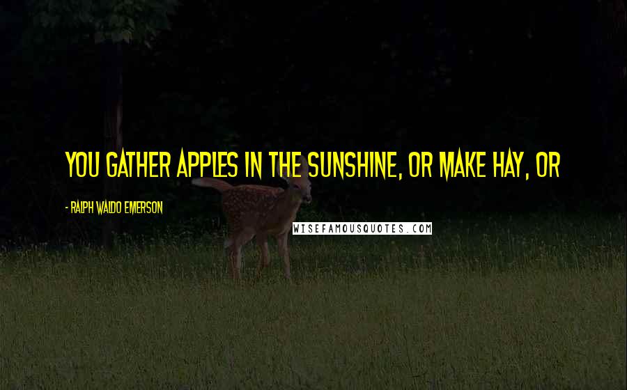 Ralph Waldo Emerson Quotes: You gather apples in the sunshine, or make hay, or