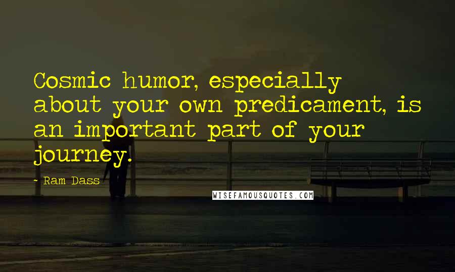 Ram Dass Quotes: Cosmic humor, especially about your own predicament, is an important part of your journey.