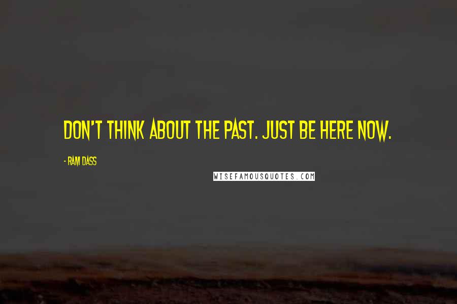 Ram Dass Quotes: Don't think about the past. Just be here now.