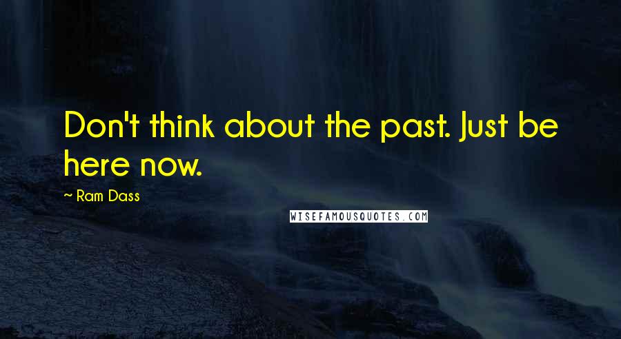 Ram Dass Quotes: Don't think about the past. Just be here now.